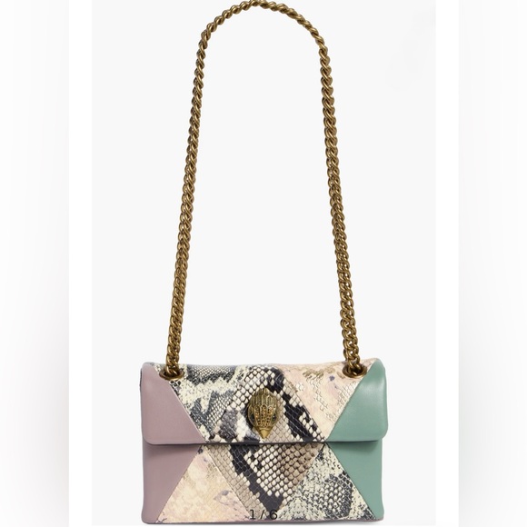 Kurt Geiger Patchwork Snakeskin Mini Kensington Leather Convertible Shoulder Bag - Picture 1 of 6